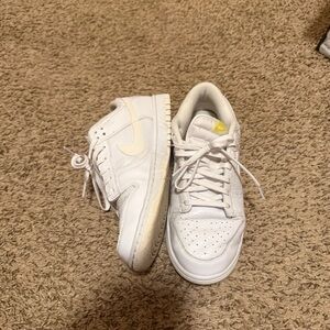 Nike White and Yellow Accent Sneakers